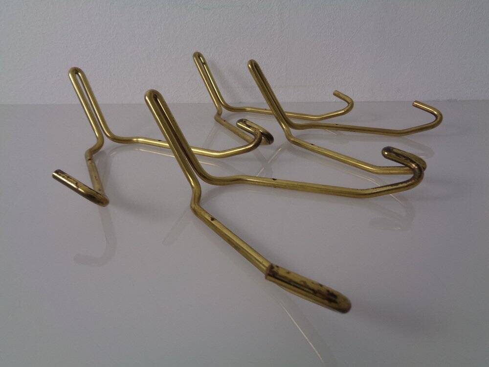 Mid-Century Brass Coat Hooks, 1950s, Set of 2