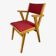 1950s bridge armchair, wood and red imitation leather