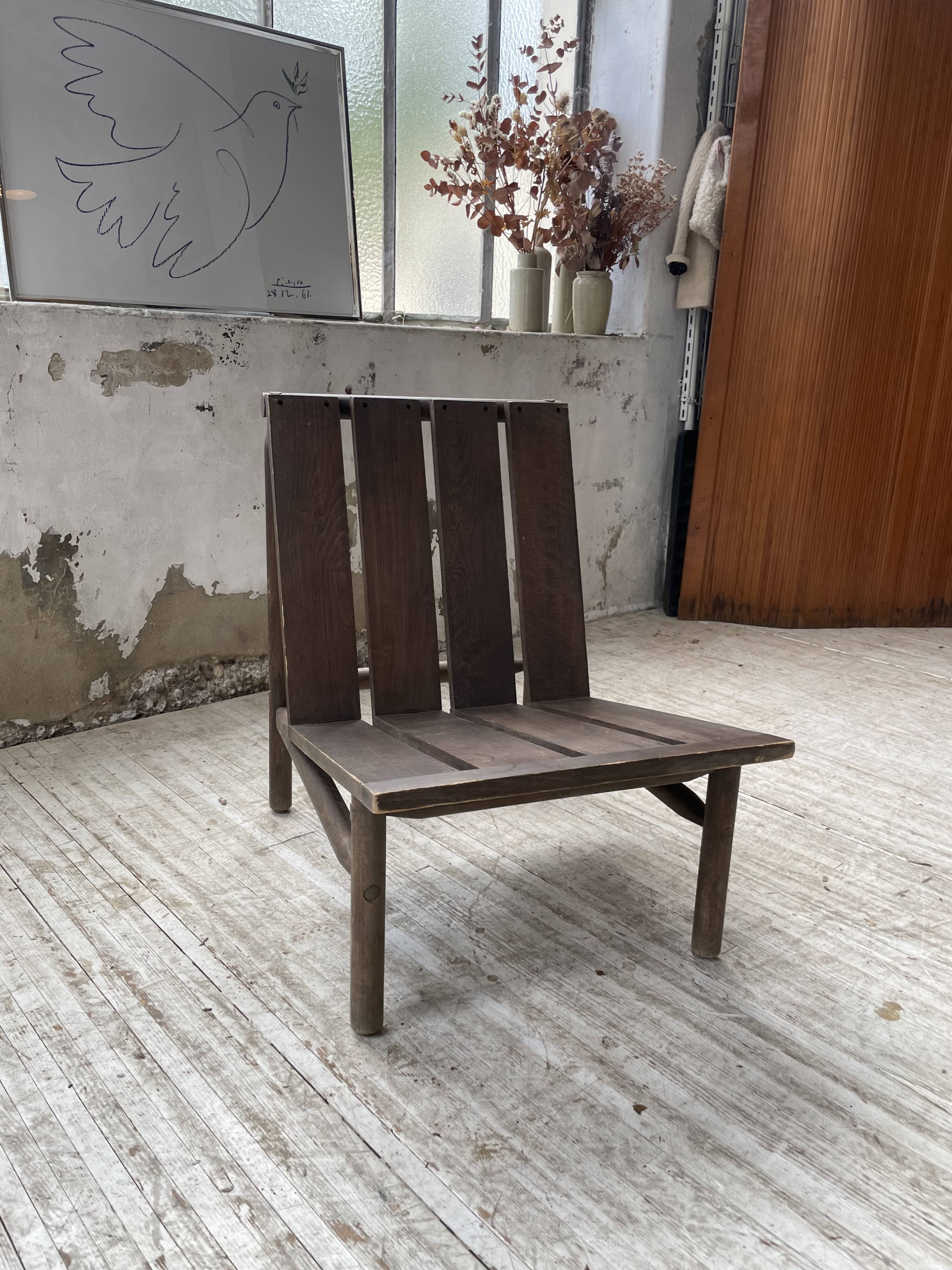 Modernist oak armchair