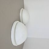 Set of 2 metal and glass Wall ceiling Lights by Glashütte Limburg, Germany,