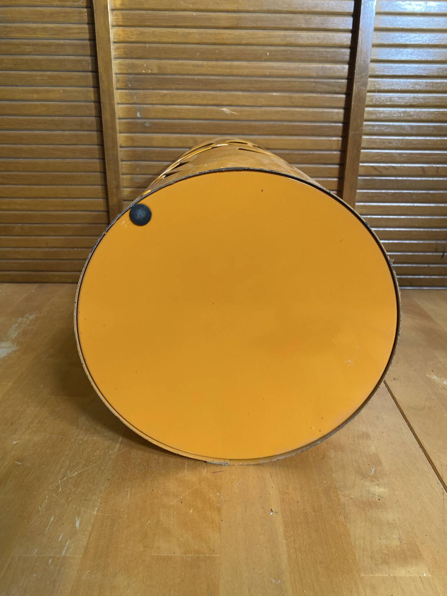 Orange Metal Cylindrical Design Umbrella Stand with Cut-Out Leaf Decoration #E2