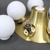 Pair of mid-century brass flush mount lights, 1970s