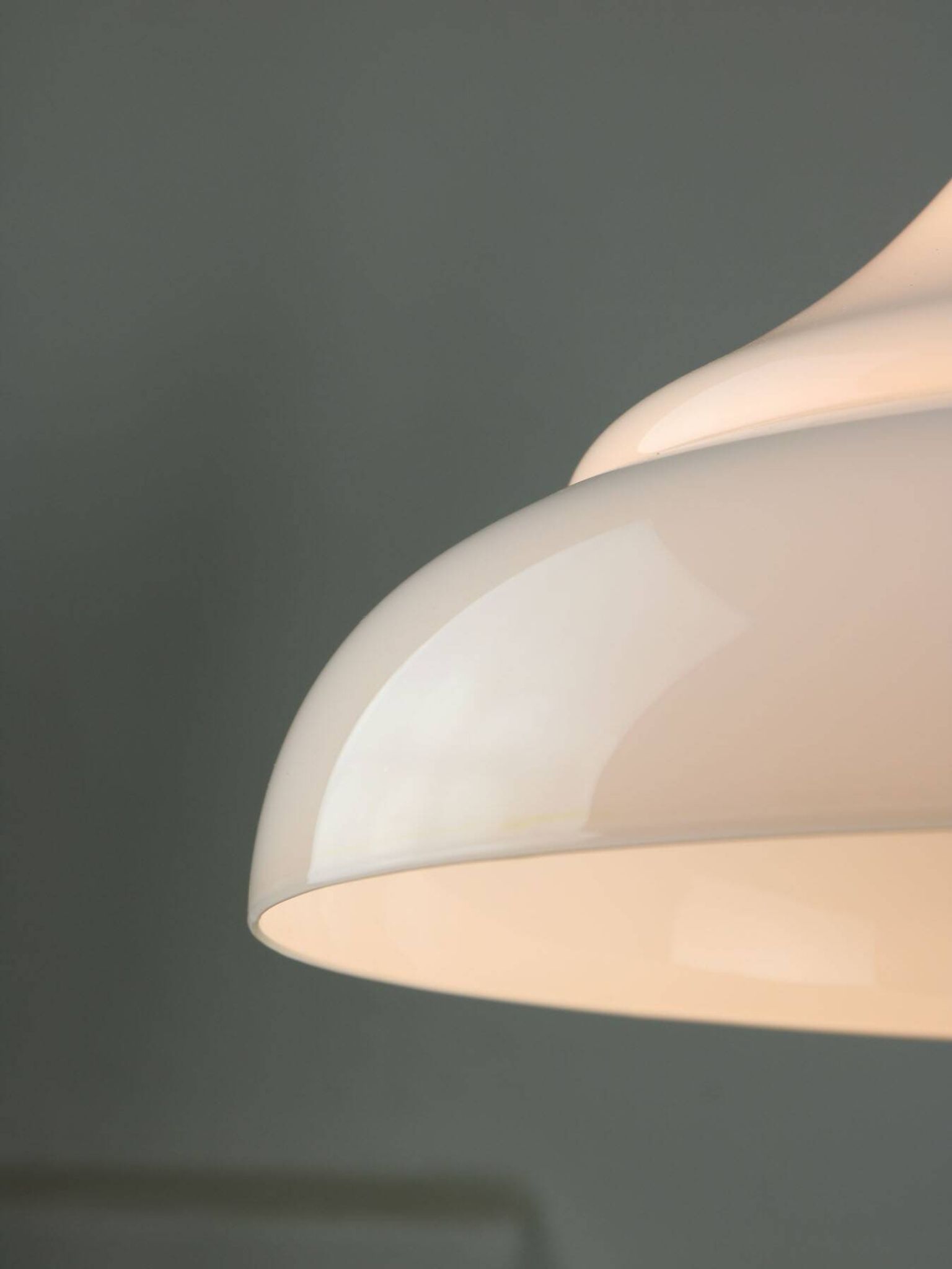 Mid-century Italian Aluminum and Glass Pendant Lamp