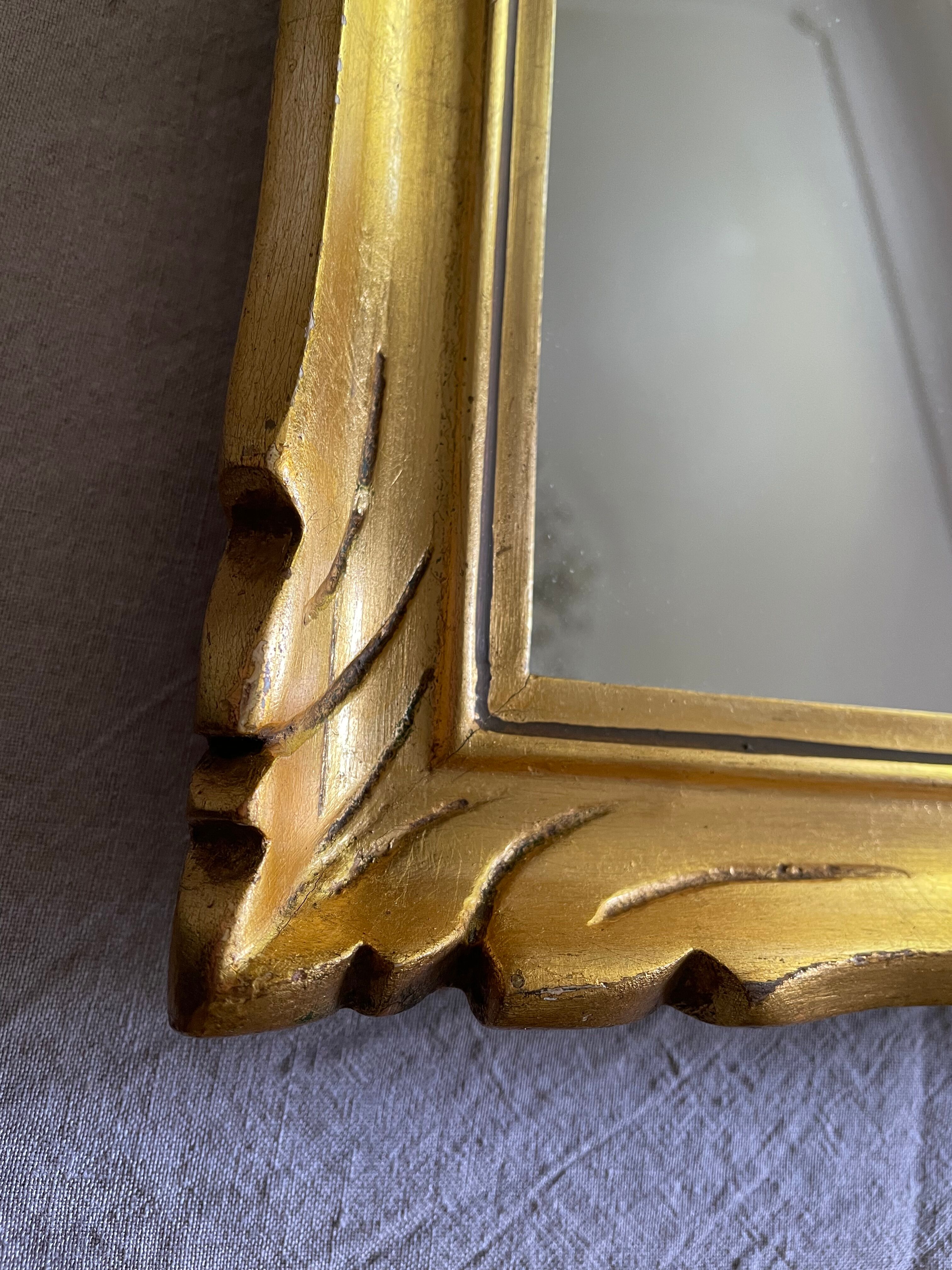 Vintage rectangular mirror in gilded wood h49 xl35