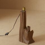 Sculptural lamp in solid wood circa 1960
