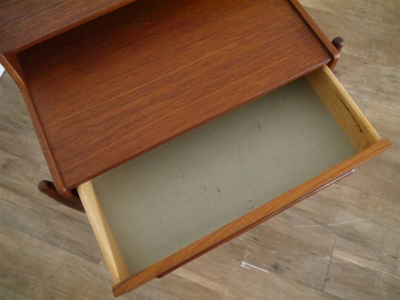 Danish teak side or bedside table from the 1960s.