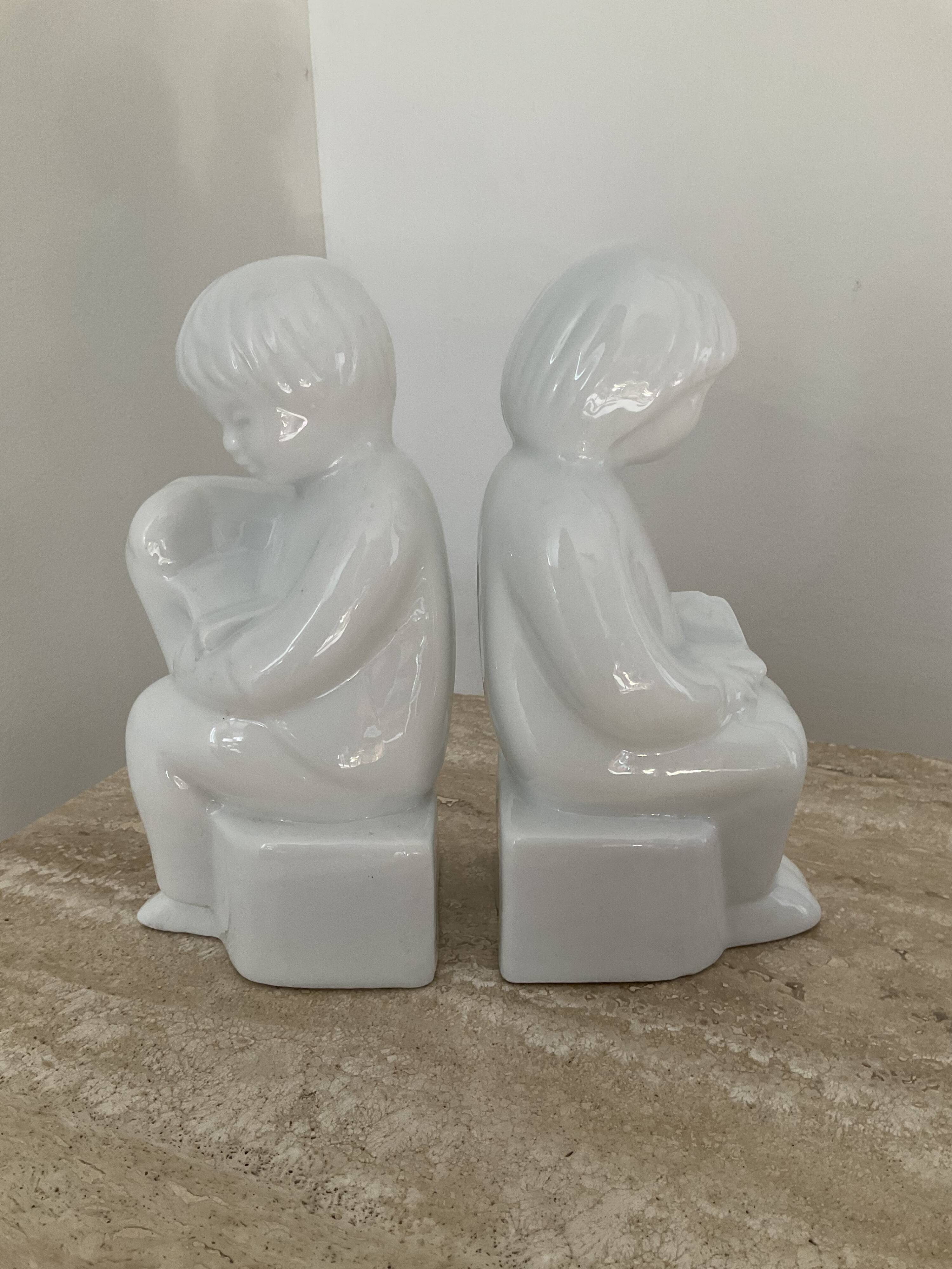 Pair of vintage ceramic bookends 70s-80s