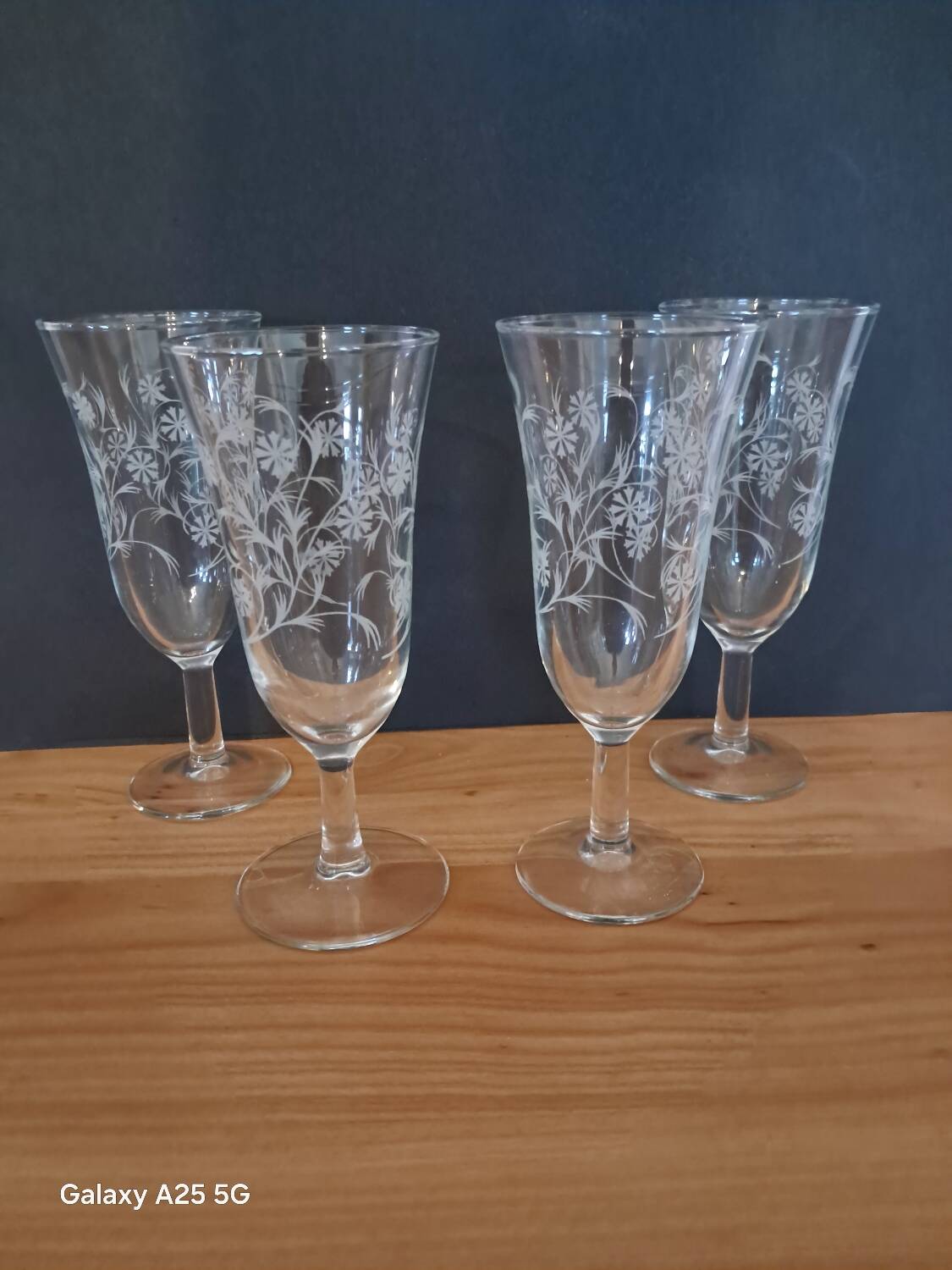4 Enghien Luminarc champagne flutes from the 50s