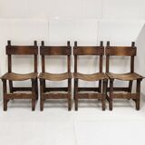 Set of 4 vintage brutalist chairs 1970
