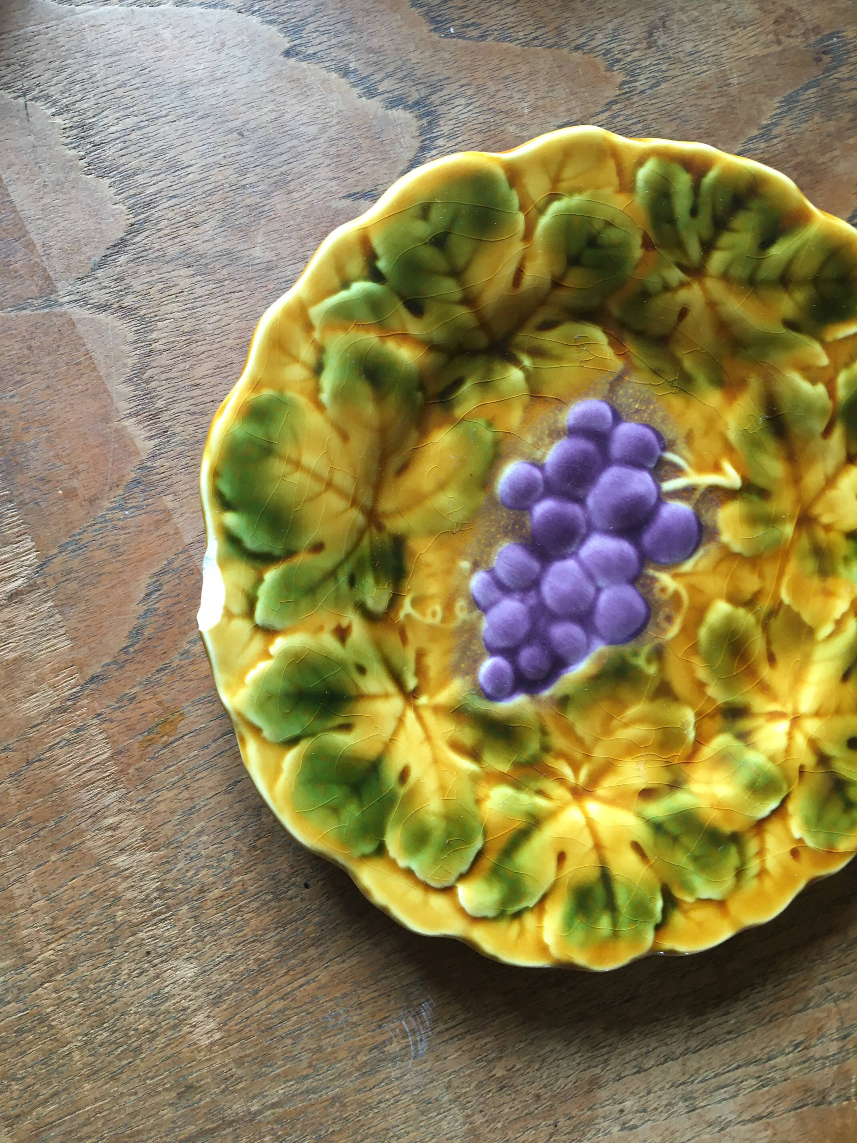 4 antique Sarreguemines earthenware dessert plates