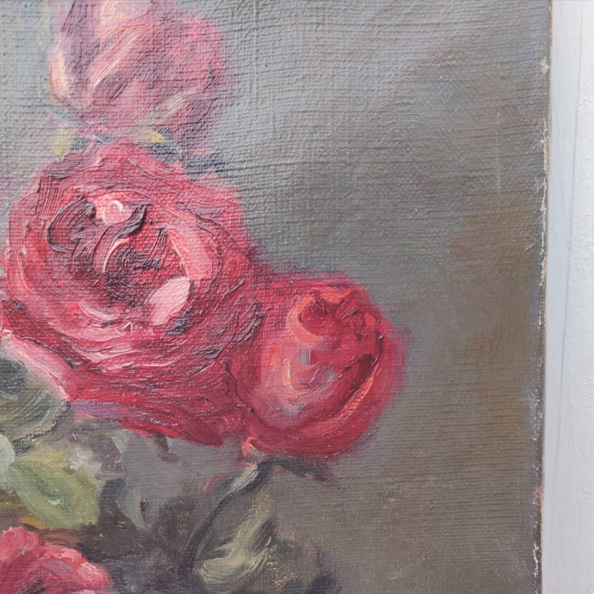 Oil on canvas, bouquet of roses, Marc-Antoine, 1929