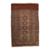 Vintage Afghan Turkoman village Rug 170x112 cm, Red, Black Tribal Medium