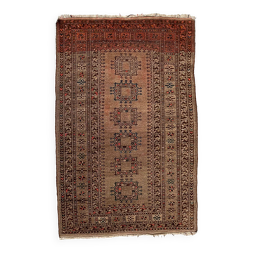 Vintage Afghan Turkoman village Rug 170x112 cm, Red, Black Tribal Medium