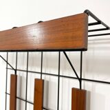 Metal and wood wall coat rack, 1950s-60s.