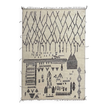 Tapis marocain moderne fait à la main. 100 % laine naturelle. Options personnalisées disponibles.