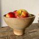 Vintage brown stoneware standing cup / empty pocket or fruit cup
