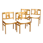Série de quatre chaises en pin années 60