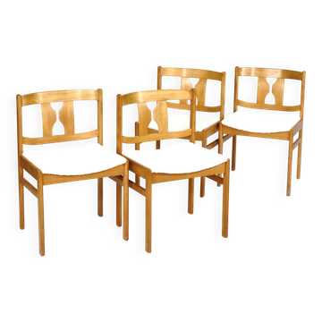 Set of four pine chairs from the 1960s.