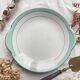 BADONVILLIER white and green porcelain ear cake dish with gold trim