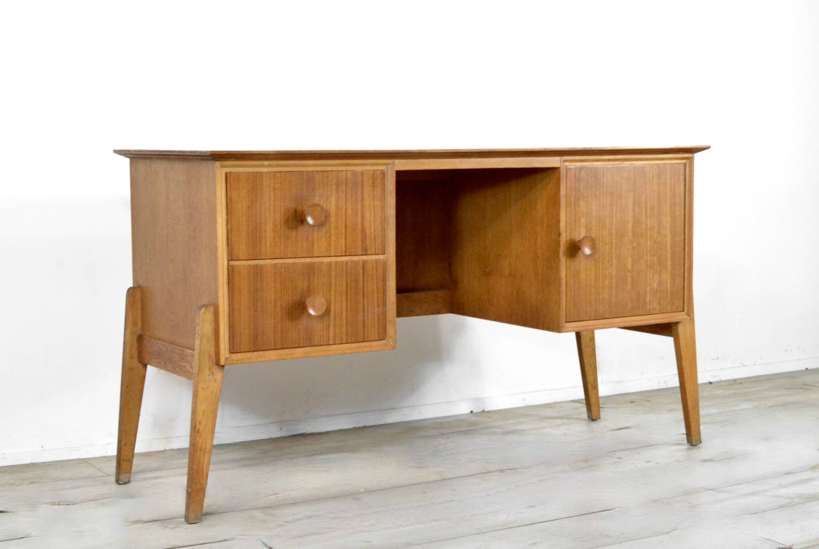 Midcentury Teak Petite Desk / Dresser By Meredew. Vintage Modern Danish Sca