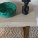 Chevron-patterned solid oak coffee table handmade.