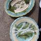Asparagus service with 10 plates and a serving dish in earthenware.