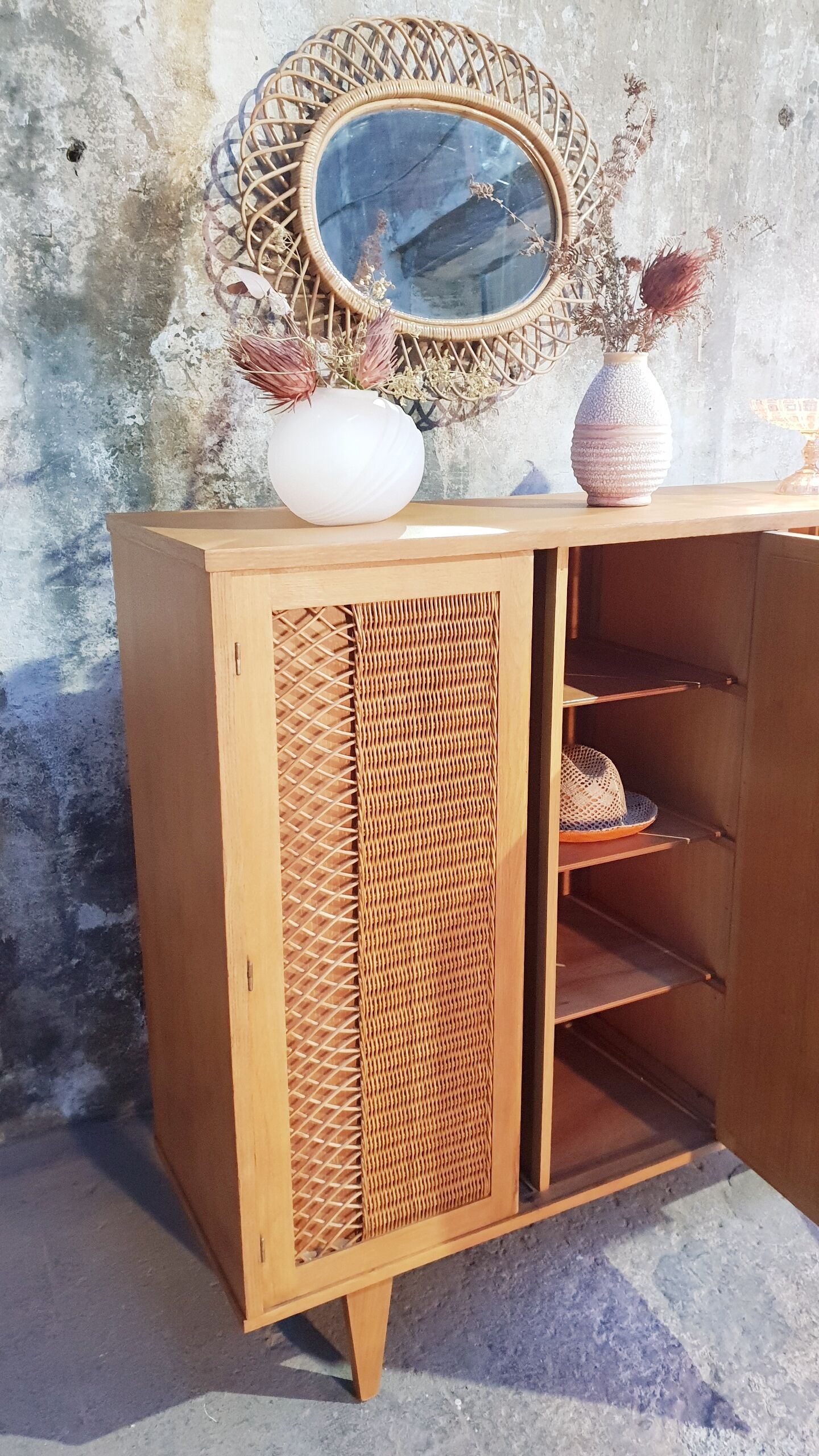 Rattan cabinet cabinet