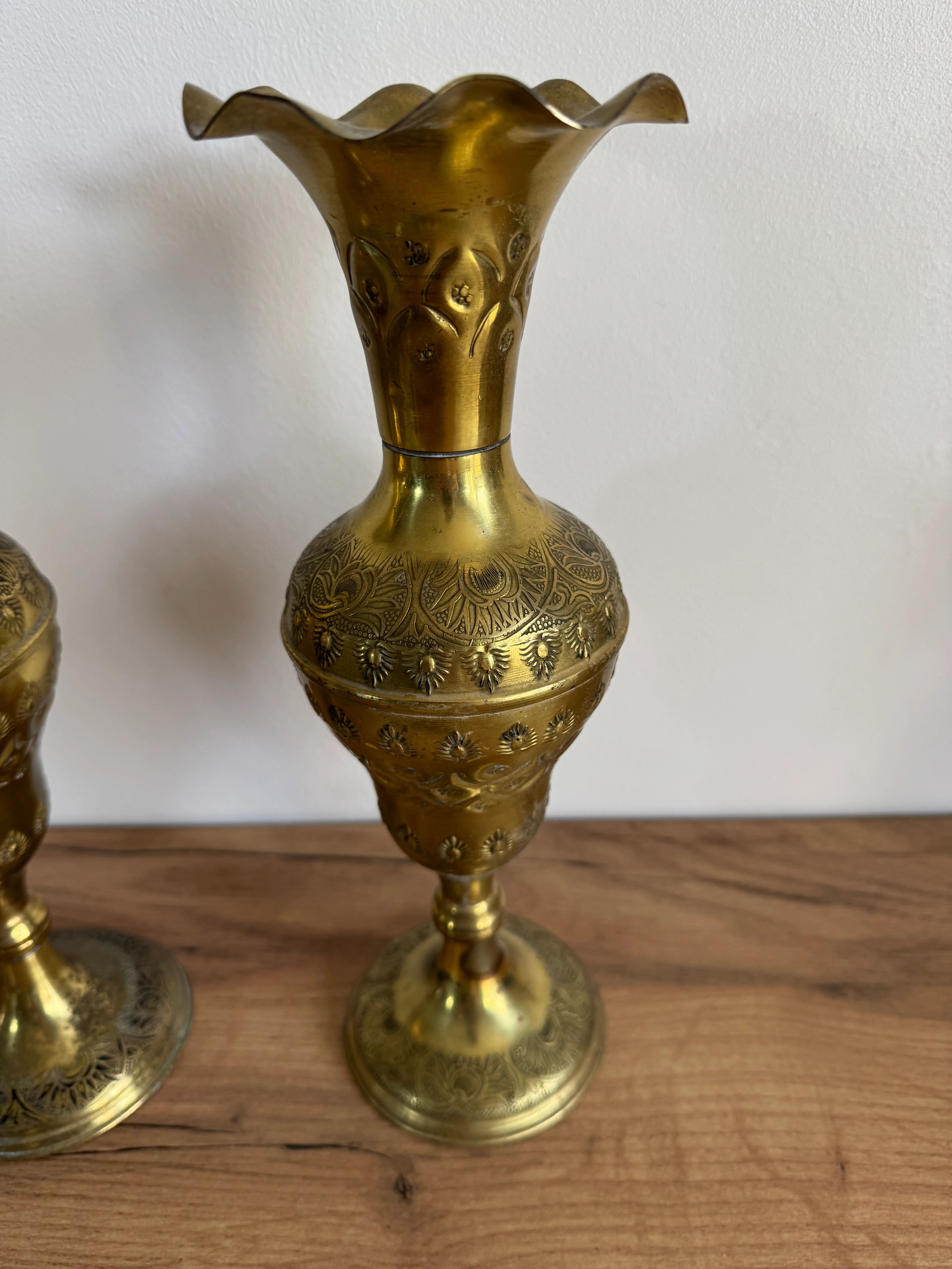 Pair of brass vases