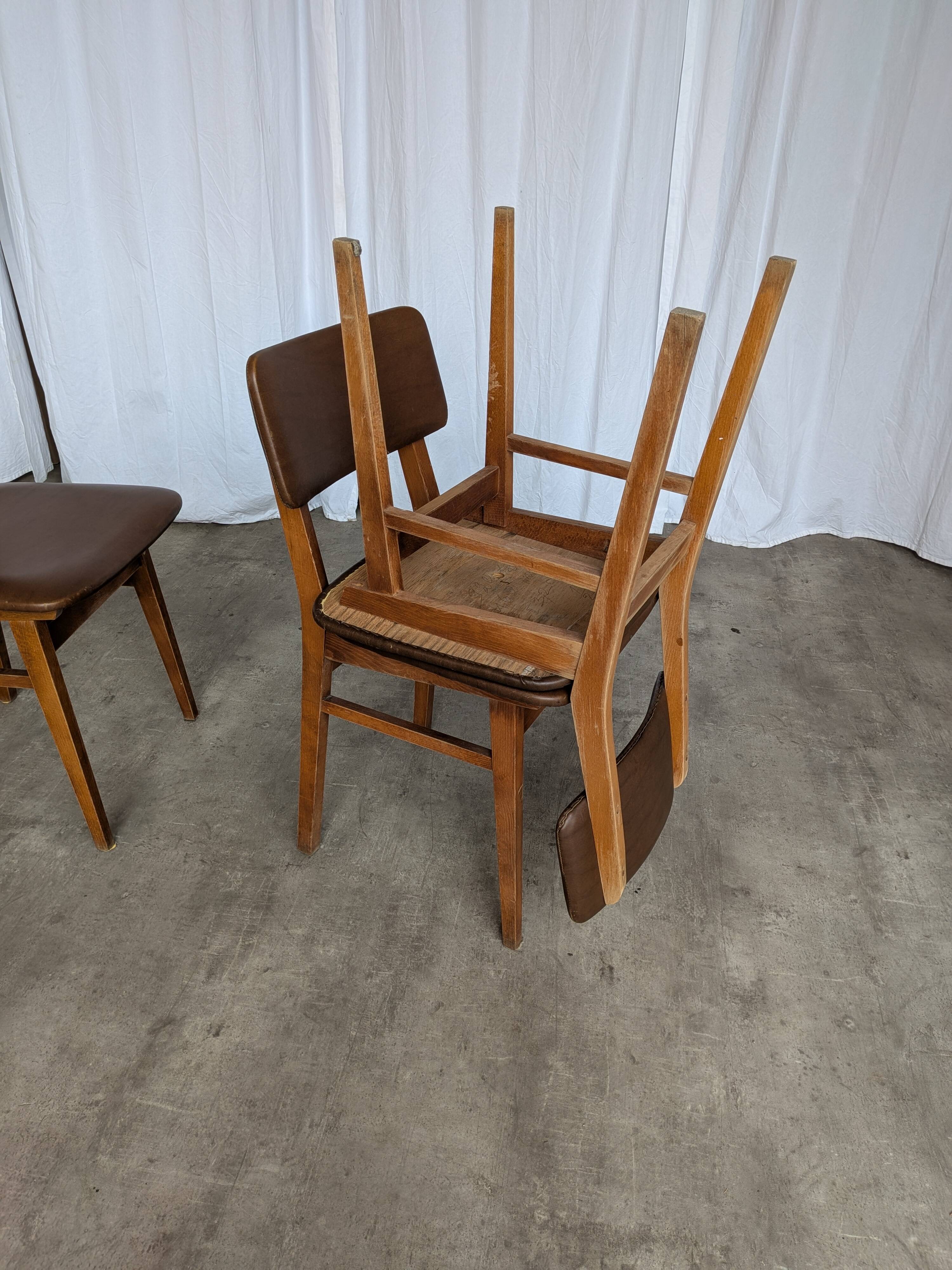 Vintage stol kamnik dining chairs (set of 4): mid-century leather seat
