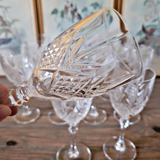 Chiseled wine glasses Cristal d'Arques Fontenay model (10 glasses)