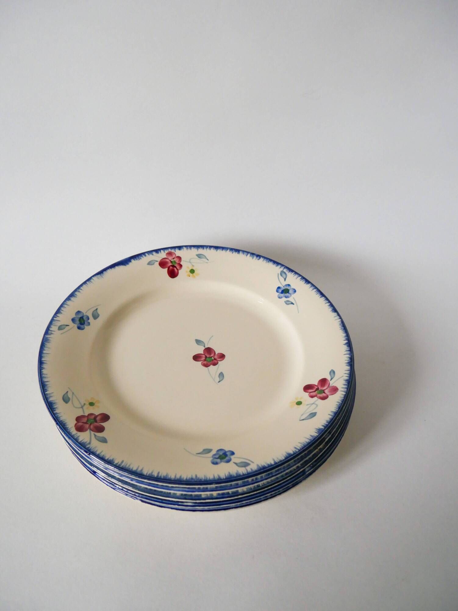 Lot of 5 digoin sarreguemines flat plates model "mary-lou" 1940