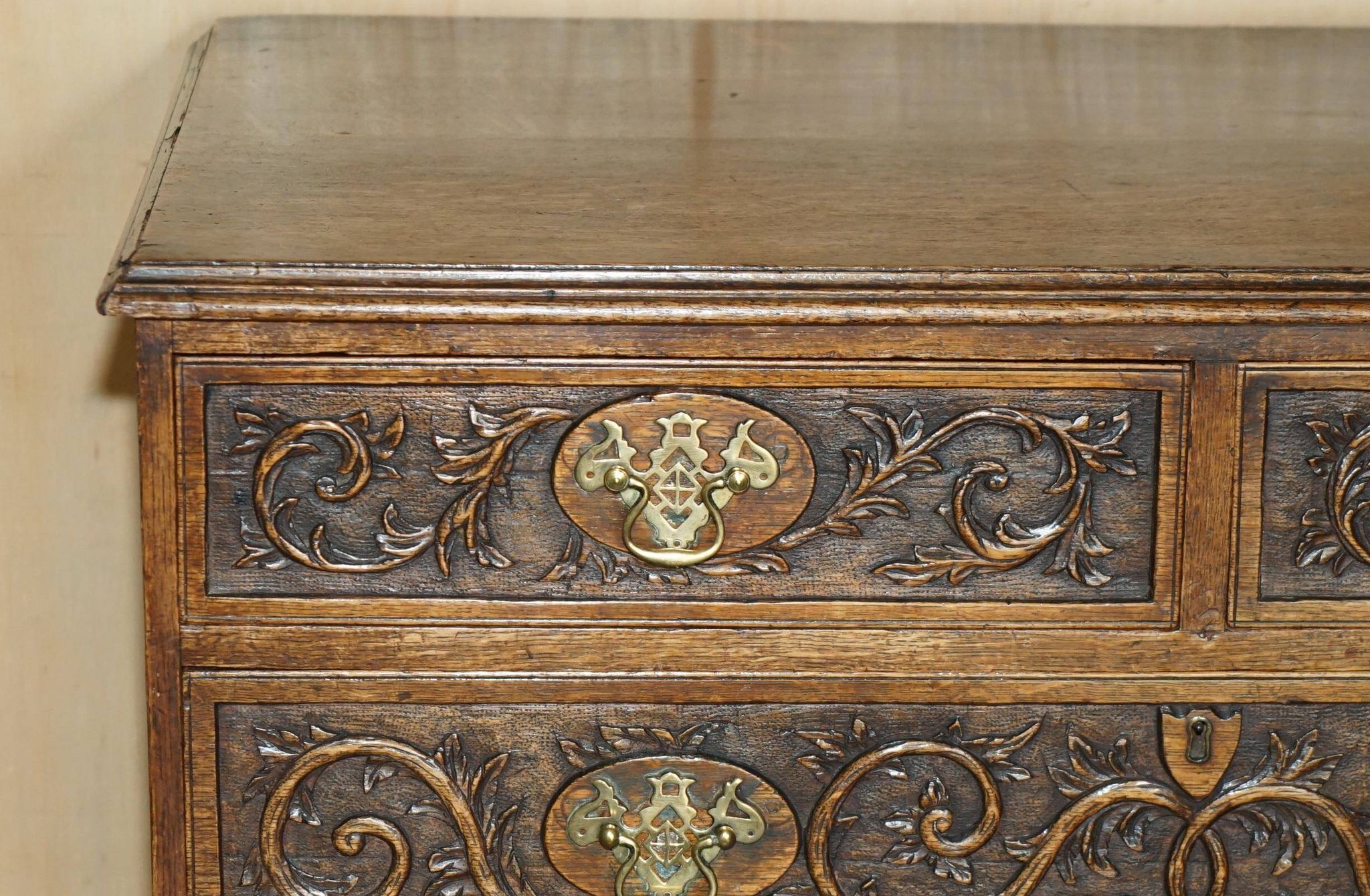 Victorian oak commode finely carved.