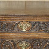 Victorian oak commode finely carved.