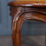 Suite of 6 Louis XV style chairs in walnut nineteenth yellow velvet