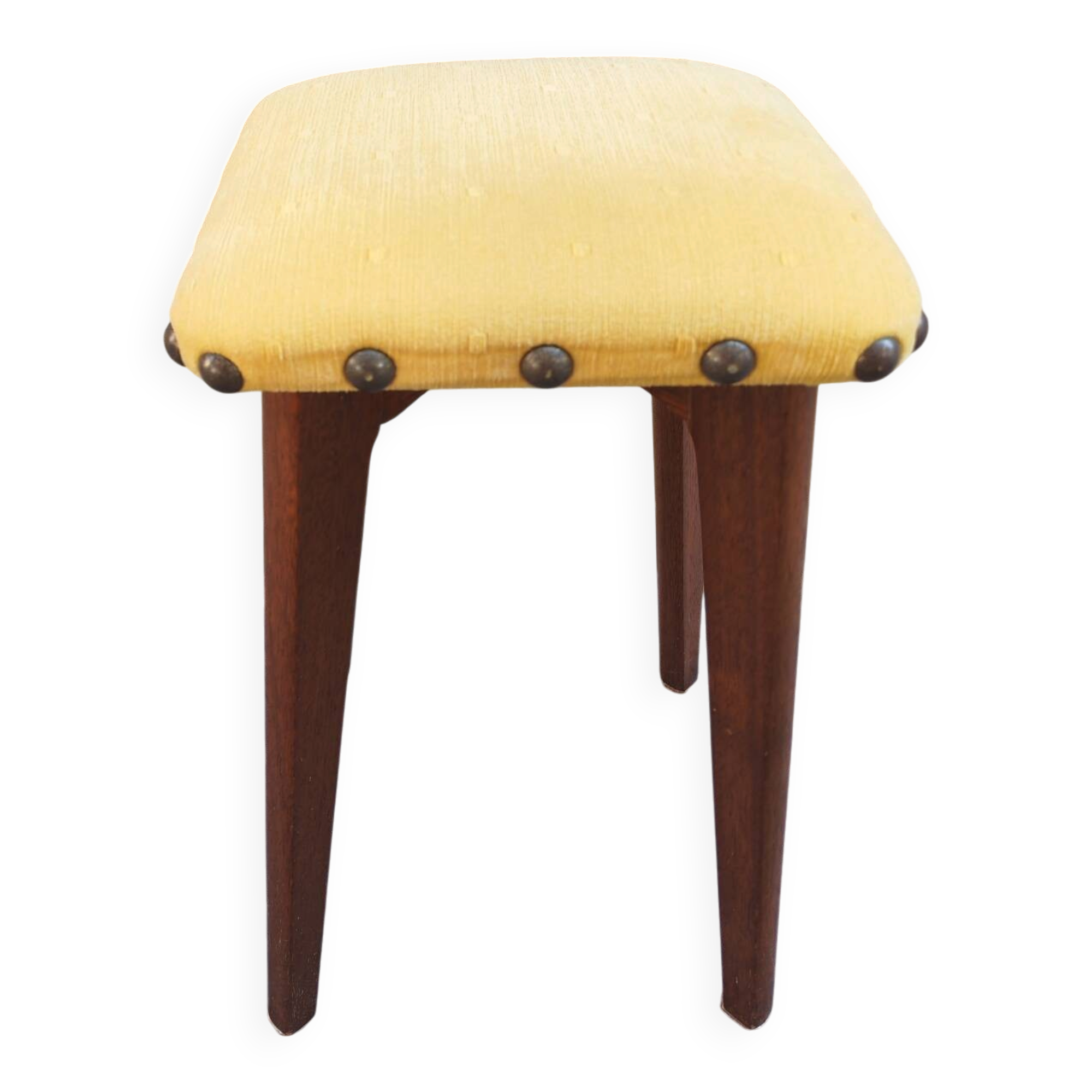 Petit tabouret en bois et tapisserie