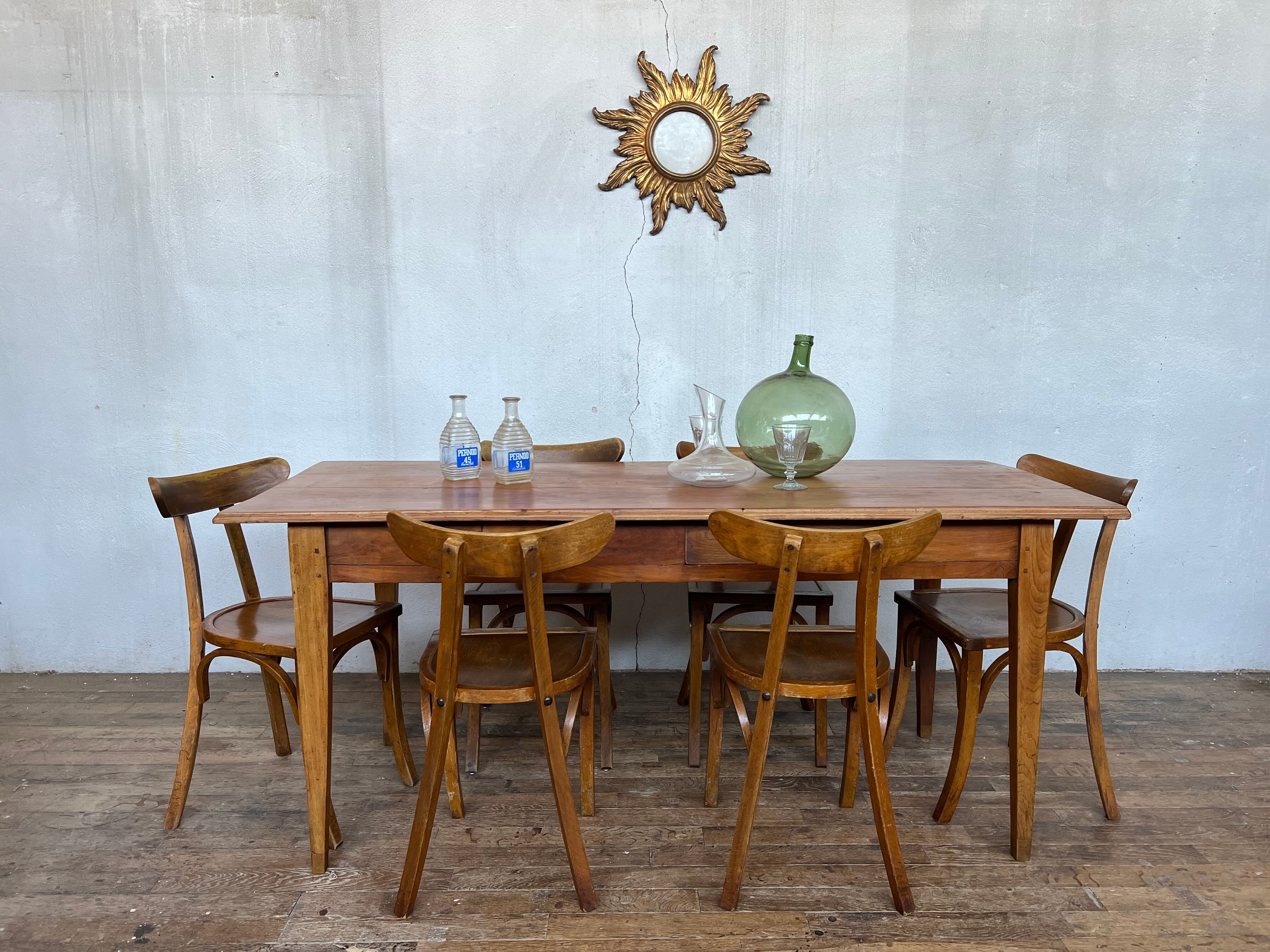 Old farmhouse table early XXth legs spindles solid wood