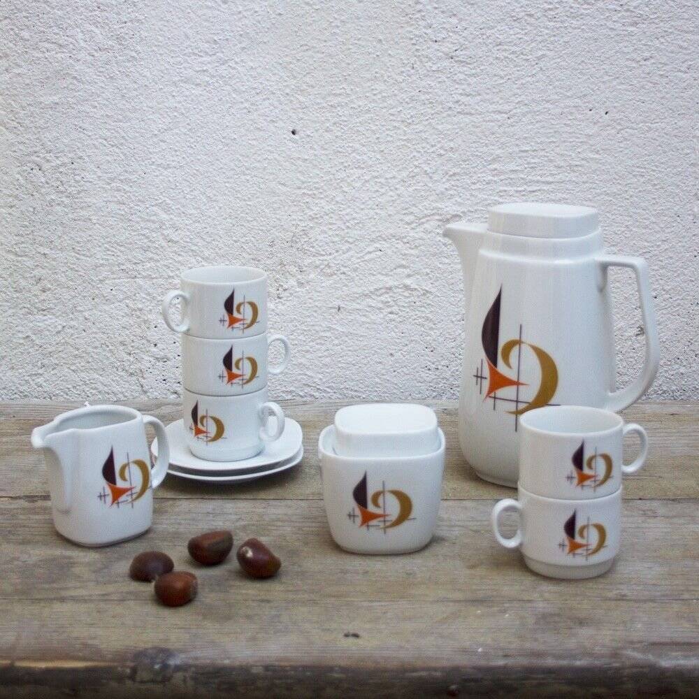 Vintage Bavarian Coffee Set from Schirnding Bavaria, 1950s, Set of 27