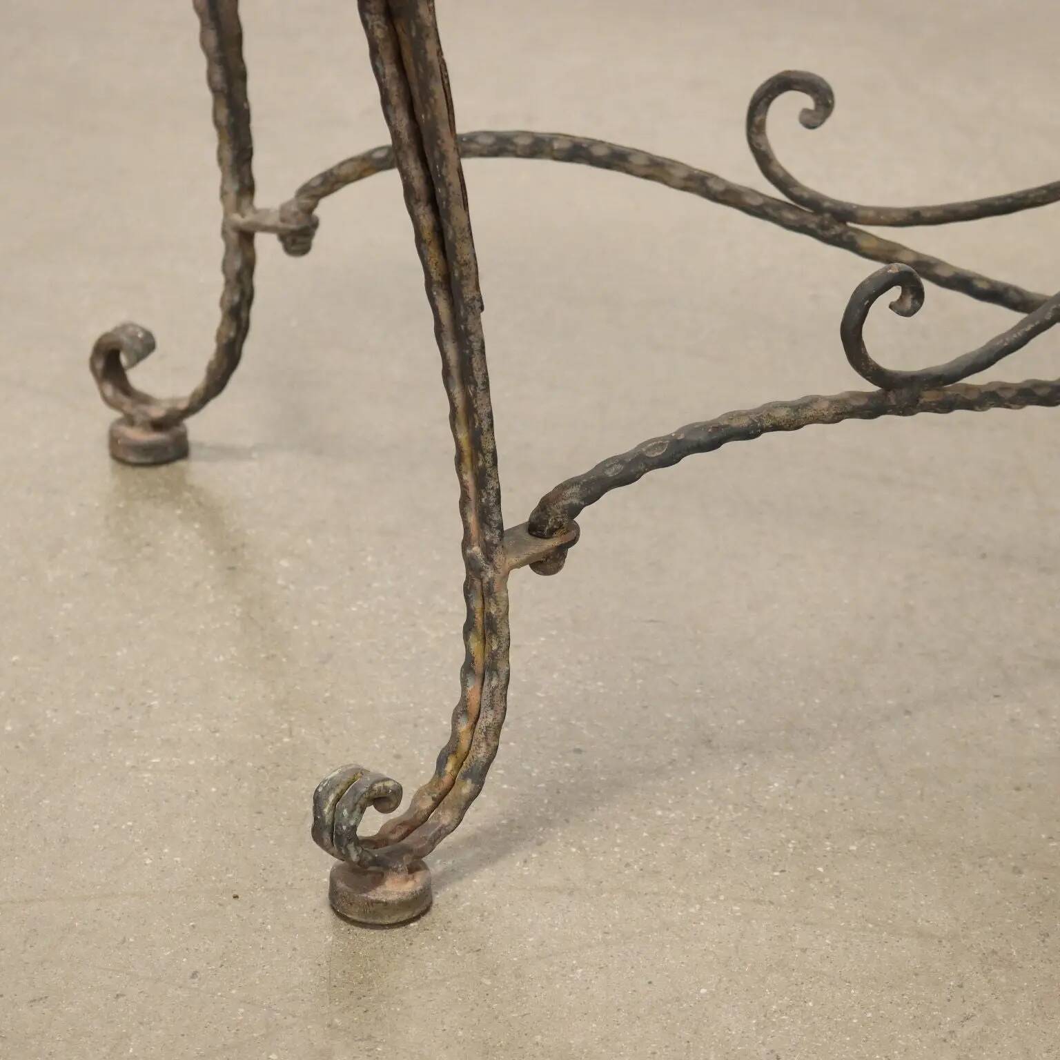 Old iron console painted with tin decorations, 20th century.