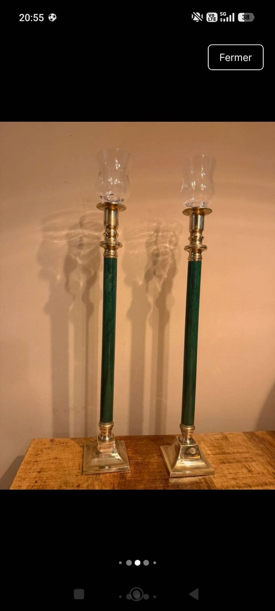 Pair of large candlesticks / convertible lanterns Hollywood Regency