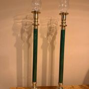 Pair of large candlesticks / convertible lanterns Hollywood Regency