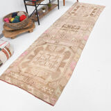3x12 brown & beige vintage runner rug 100x360cm