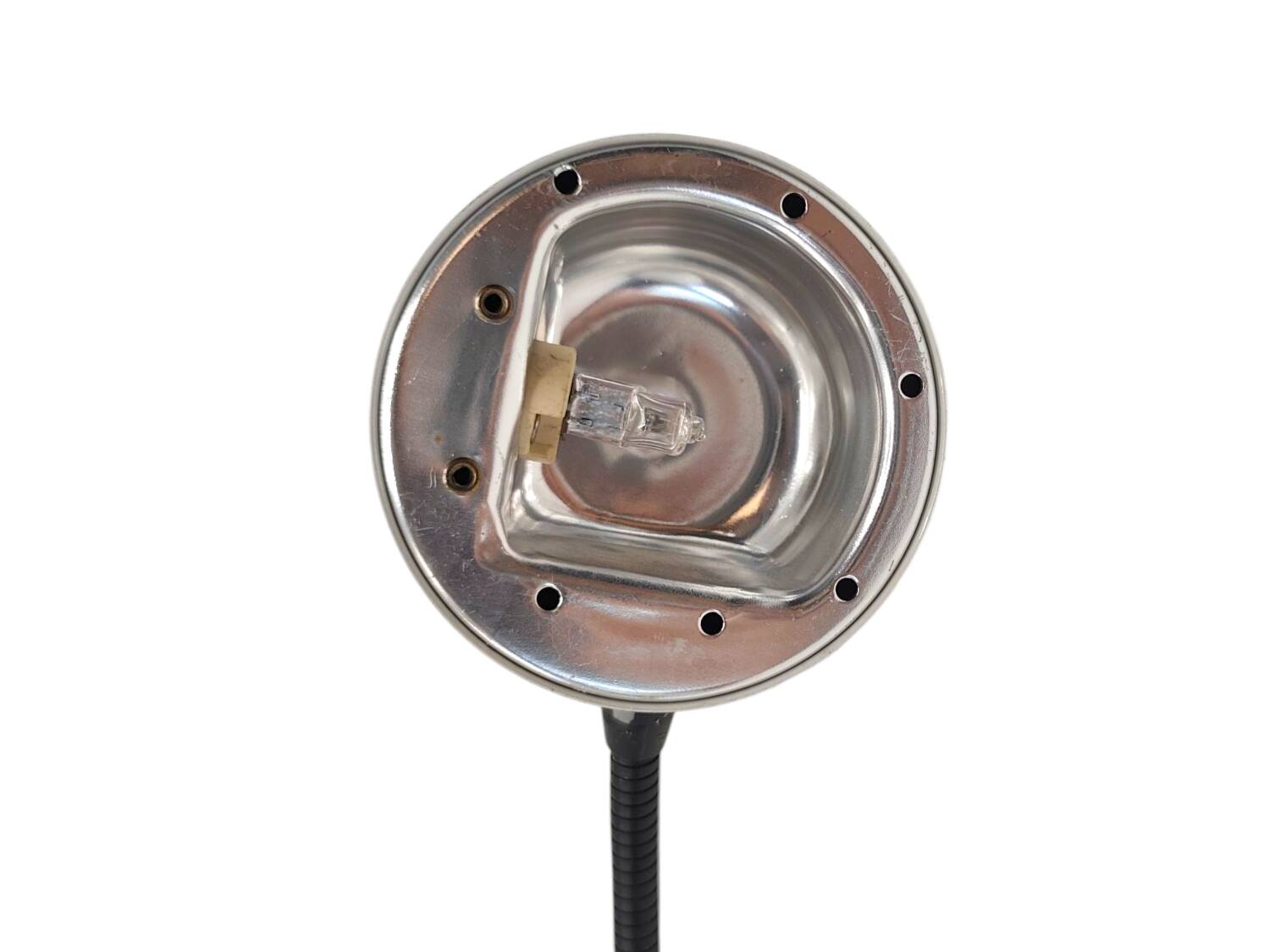 1980s Italian Desk Lamp – Sculptural Gooseneck Design with Dome Shade