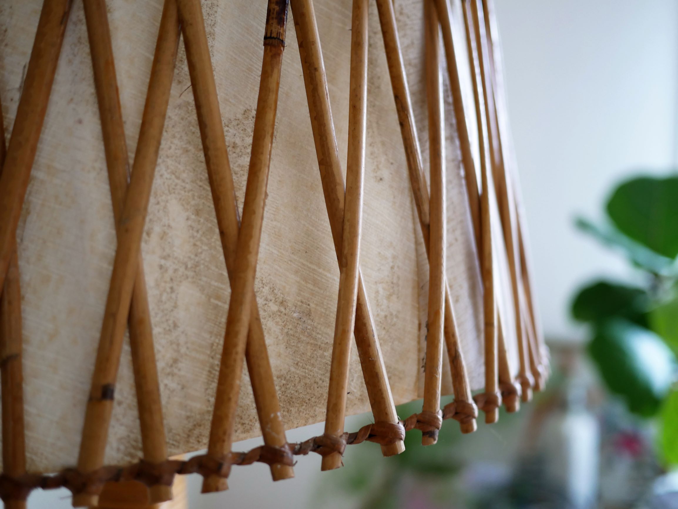Floor lamp rattan and bamboo 60 years