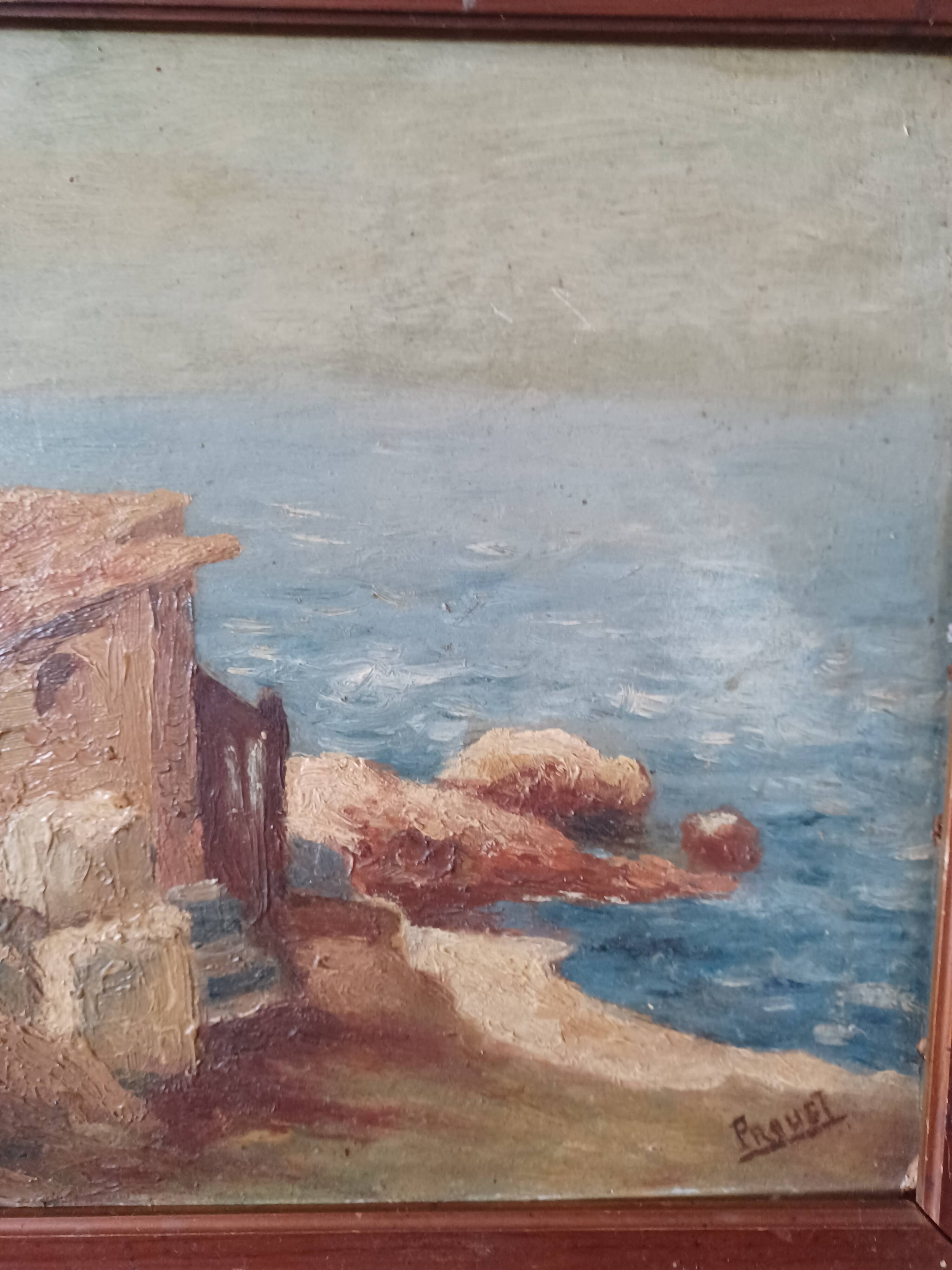 Painting Cabin by the beach signed