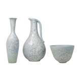 Mid-century modern three-piece ceramic set by Rörstrand, Gunnar Nylund, Sweden, 1950s.