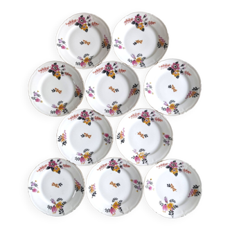 Set of 10 Limoges dessert plates