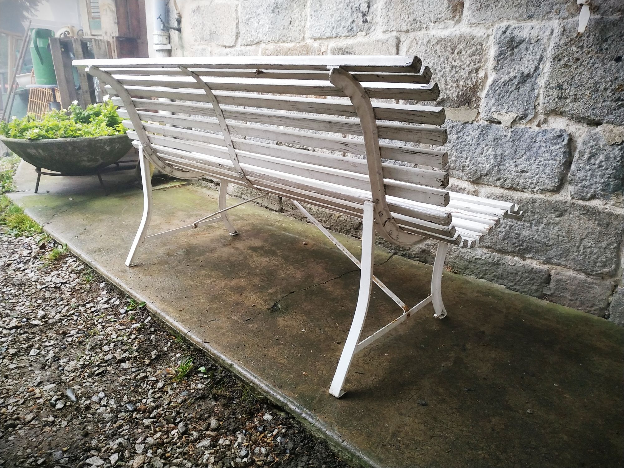 Vintage slatted garden bench