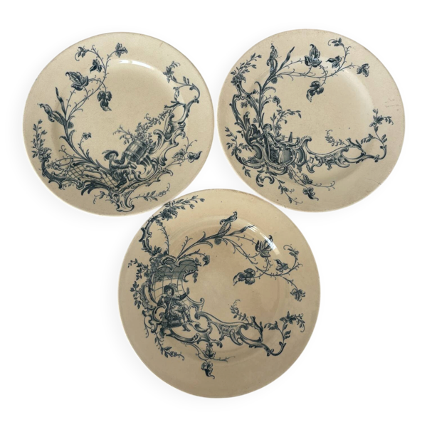 Lot 3 assiettes plate terre de fer jules vieillard modèle st buveurs b