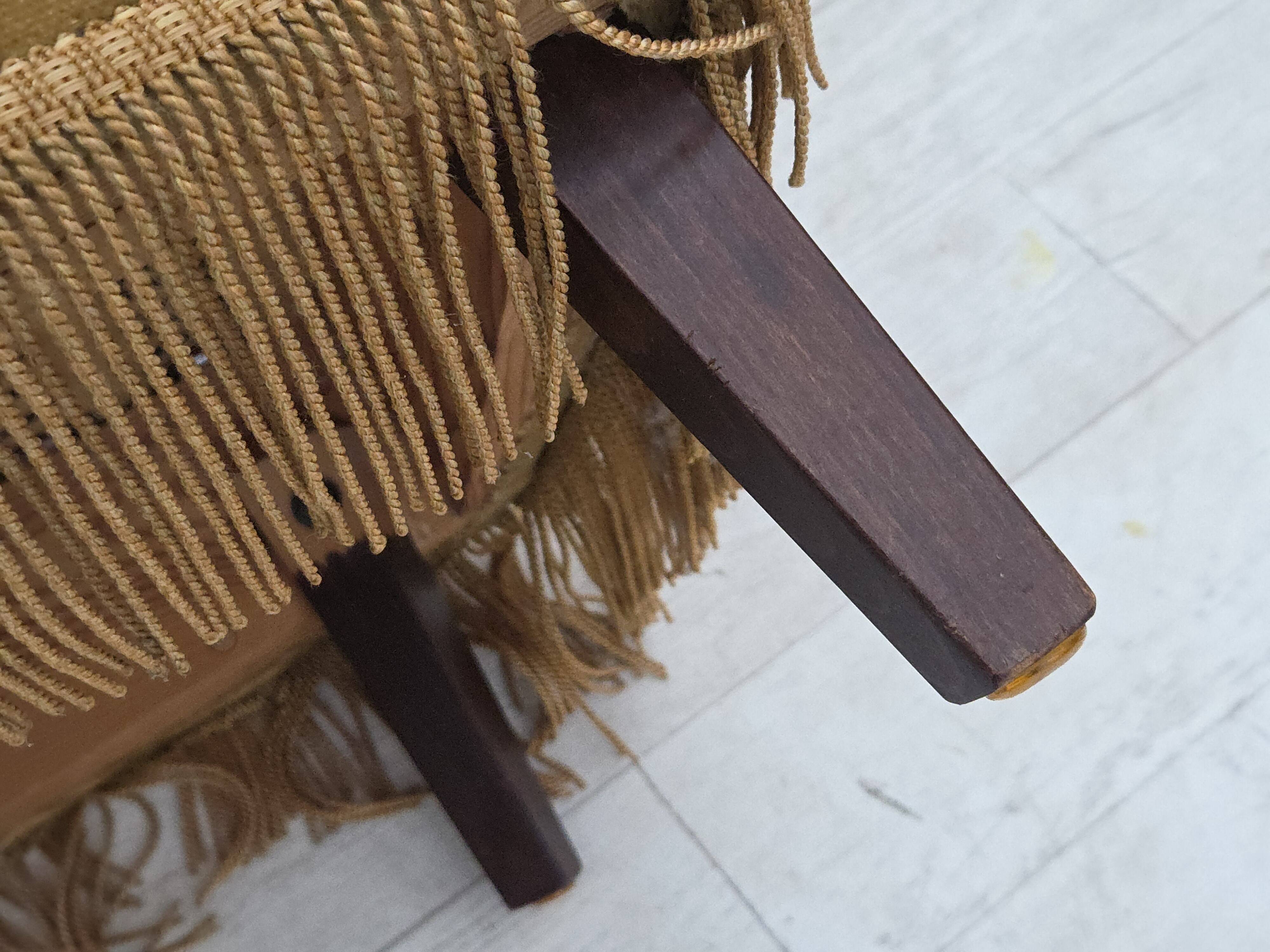 1970s, Danish armchair., original light green furniture velour.