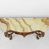 20th century wood-carved Louis XV style console with marble top, France ca. 1970